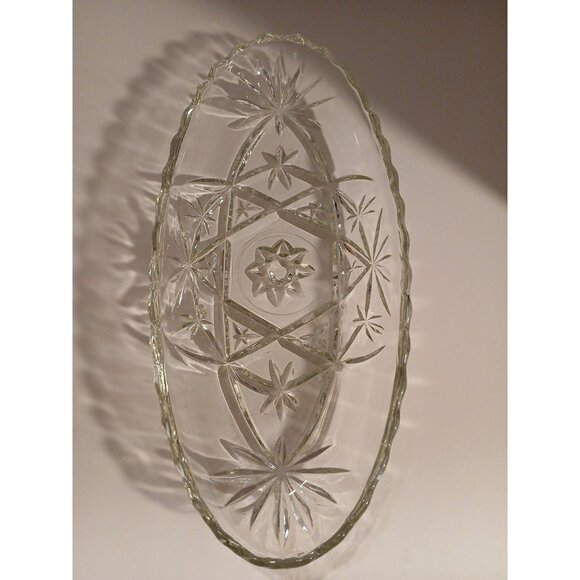 Vintage Anchor Hocking Prescut Clear Pickle Dish Olives Appetizers Lot of 2 - Picture 2 of 9